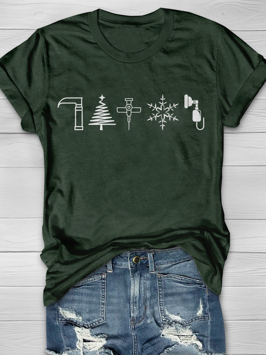 Christmas Print Short Sleeve T-shirt
