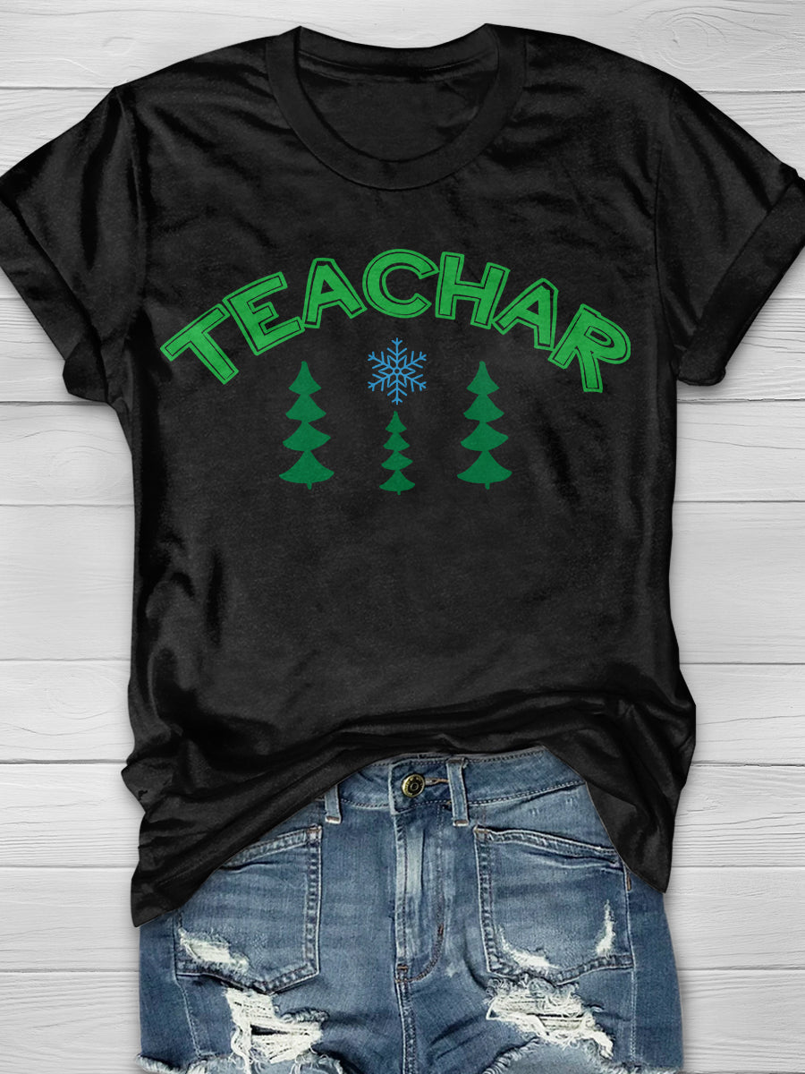 Teacher Christmas Print Graphic T-shirts