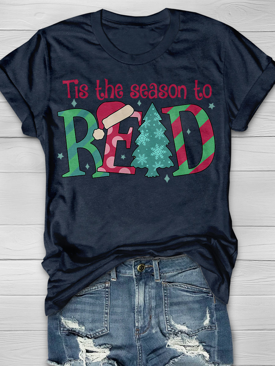 Season To Read Books Christmas Print Graphic T-shirts