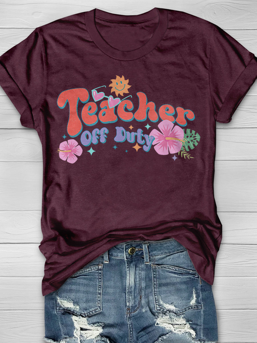 Retro Teacher Off Duty Print Graphic T-shirts