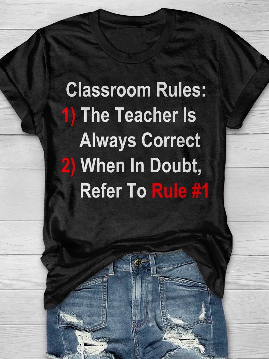 Classroom Rules Print Graphic T-shirts