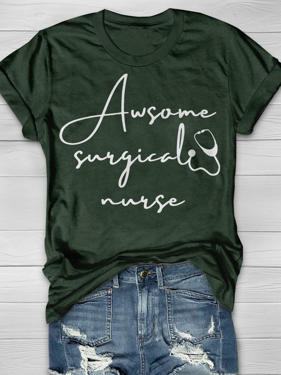Awesome Surgical Nurse Print Short Sleeve T-shirt