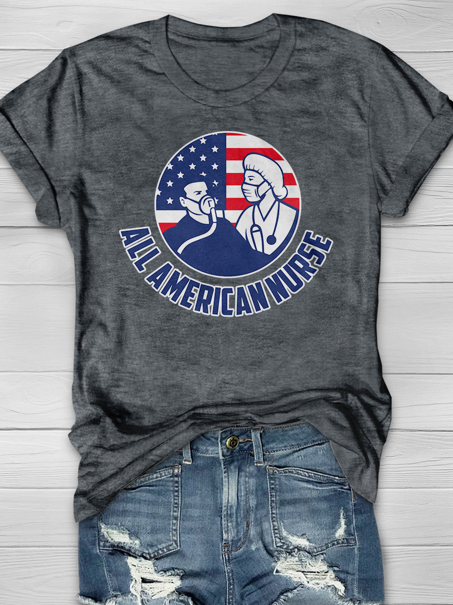 All American Nurse Print Short Sleeve T-shirt