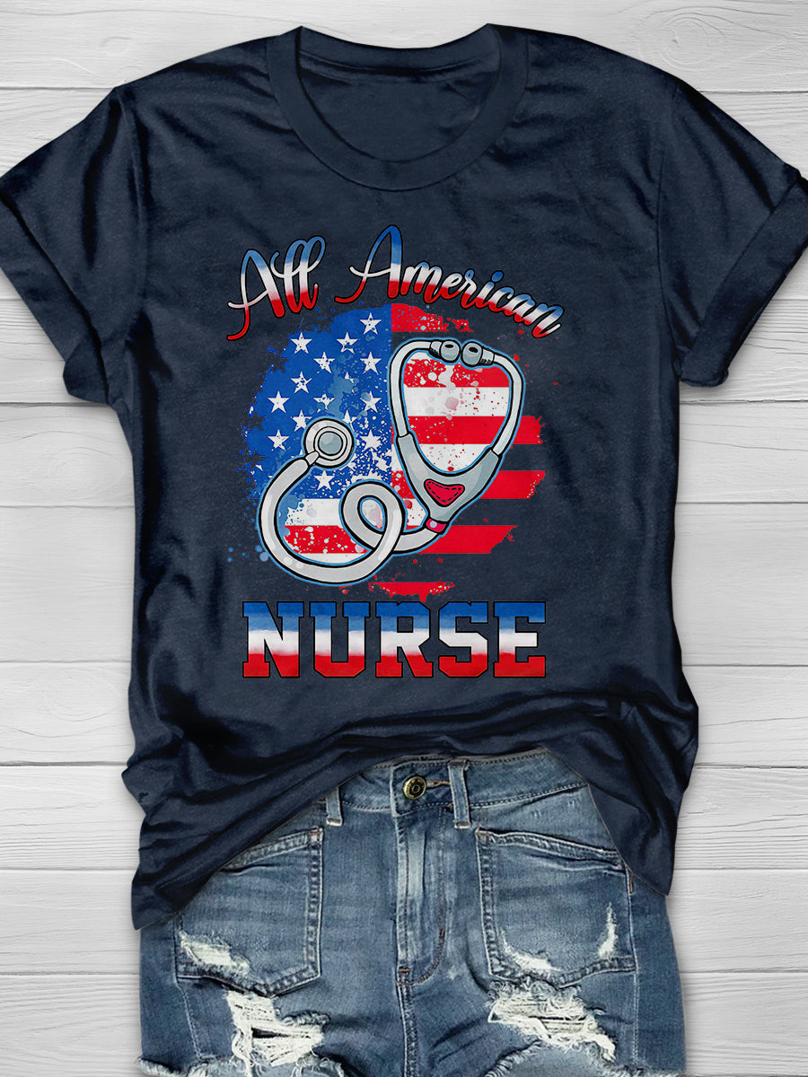 American Nurse Print Short Sleeve T-shirt