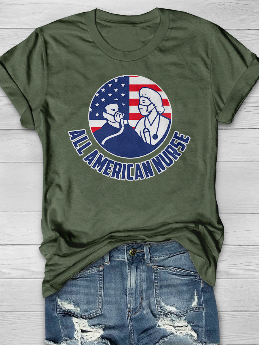 All American Nurse Print Short Sleeve T-shirt