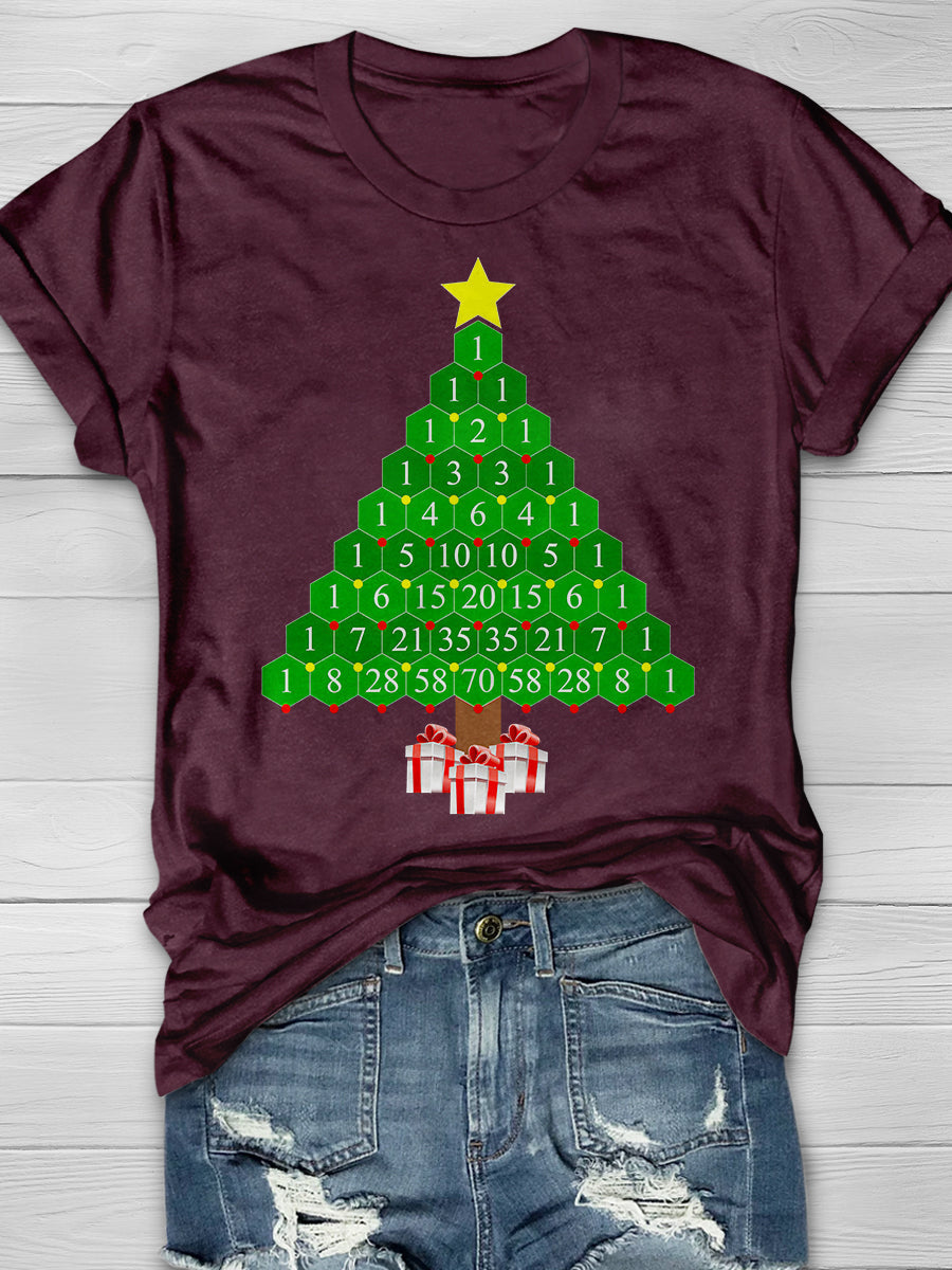 Pascal's Triangle Math Christmas Tree Print Graphic T-shirts