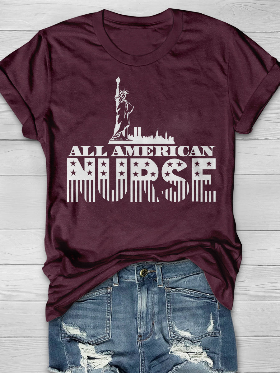 American Nurse Print Short Sleeve T-shirt