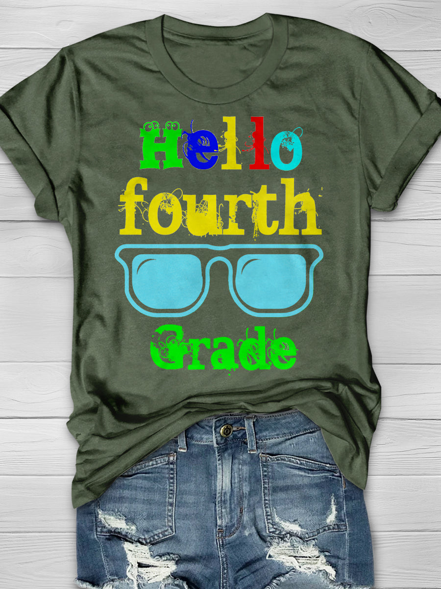 Hello Fourth Grade Print Graphic T-shirts