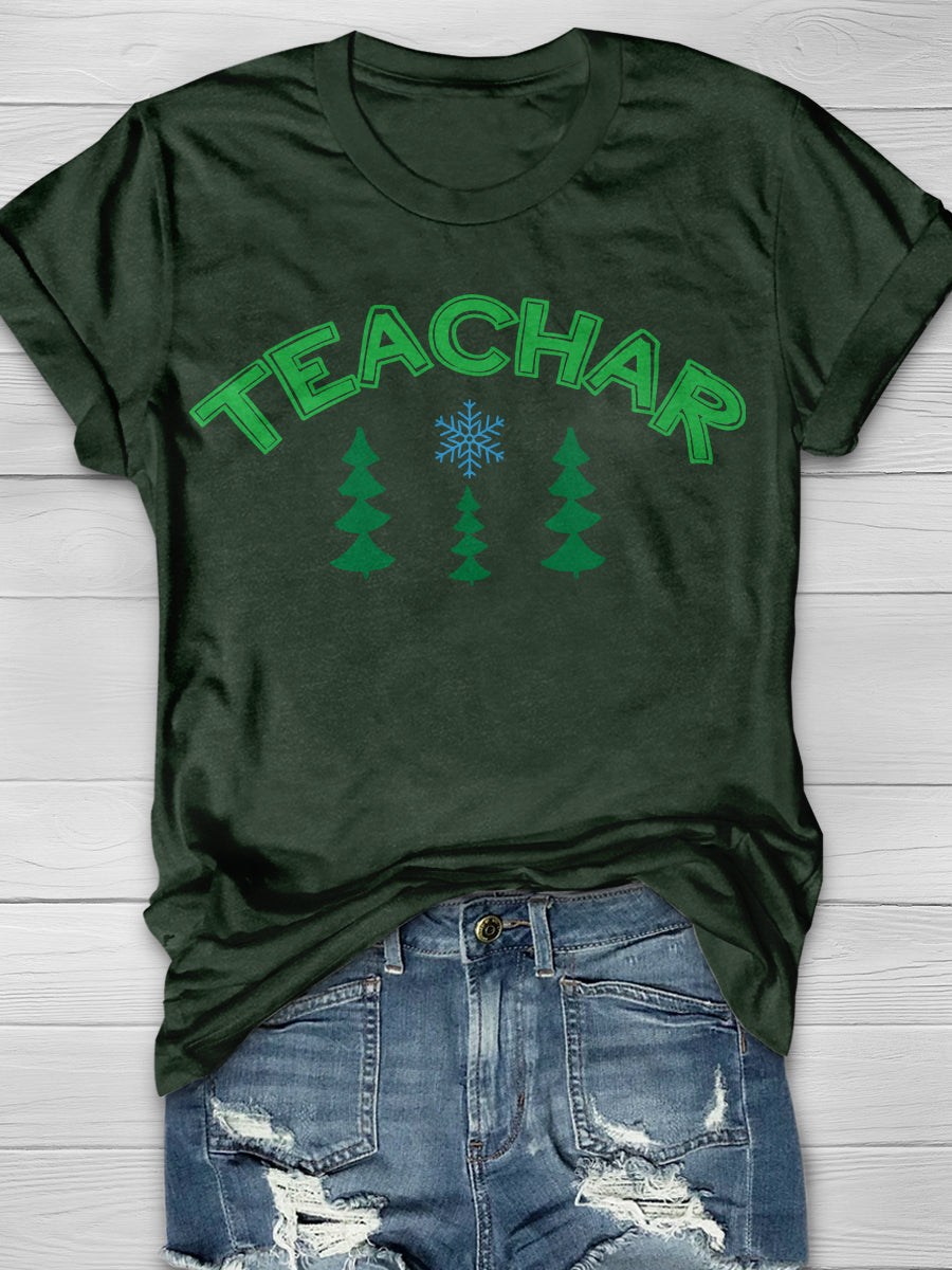 Teacher Christmas Print Graphic T-shirts