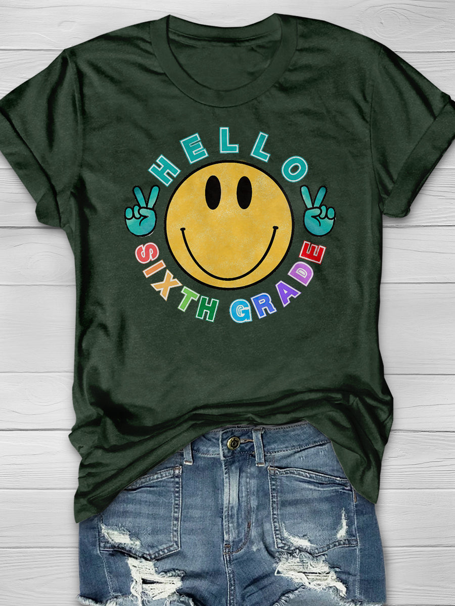 Hello Sixth Grade Print Graphic T-shirts