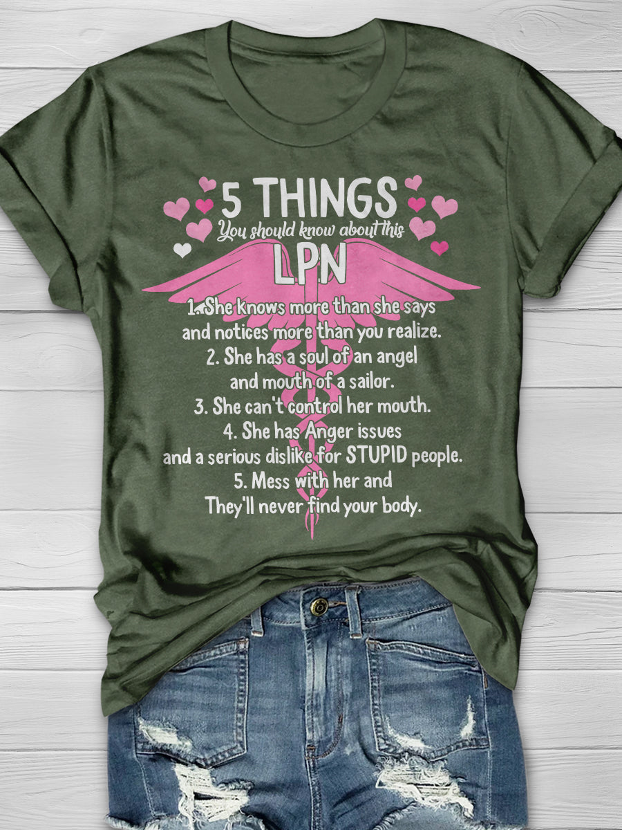 5 Things You Should Know About This LPN Print Short Sleeve T-shirt