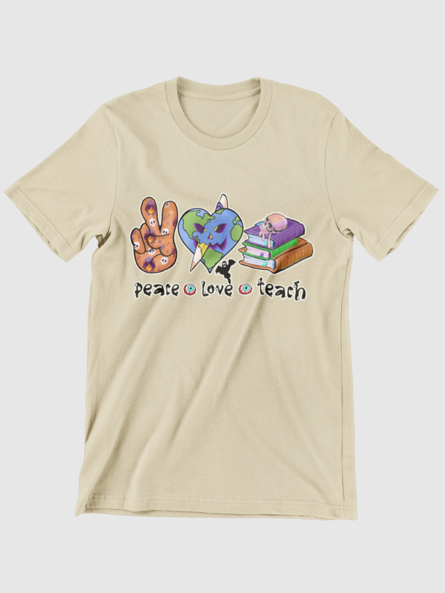 Peace Love Teach Halloween Graphic T-shirt