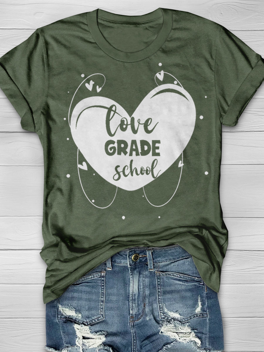 Love Grade School Print Graphic T-shirts