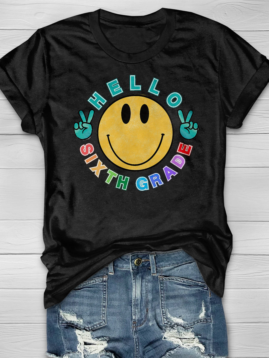Hello Sixth Grade Print Graphic T-shirts
