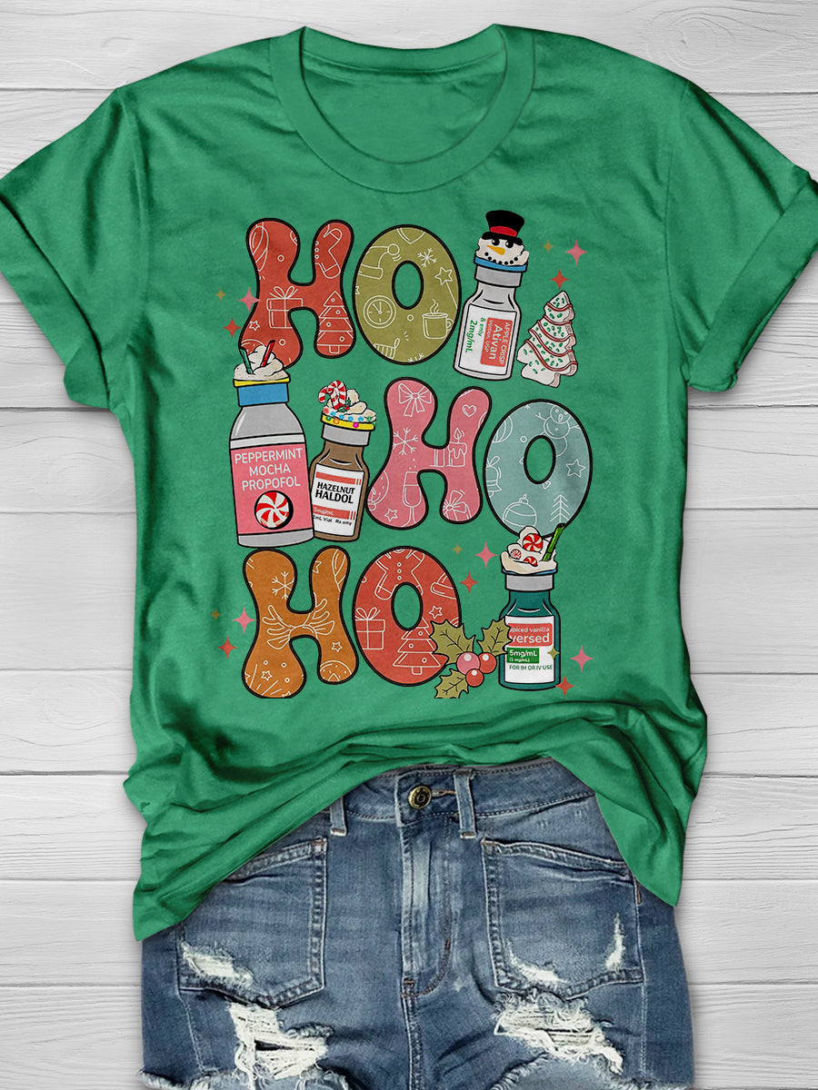 Christmas Nurse Print Short Sleeve T-shirt