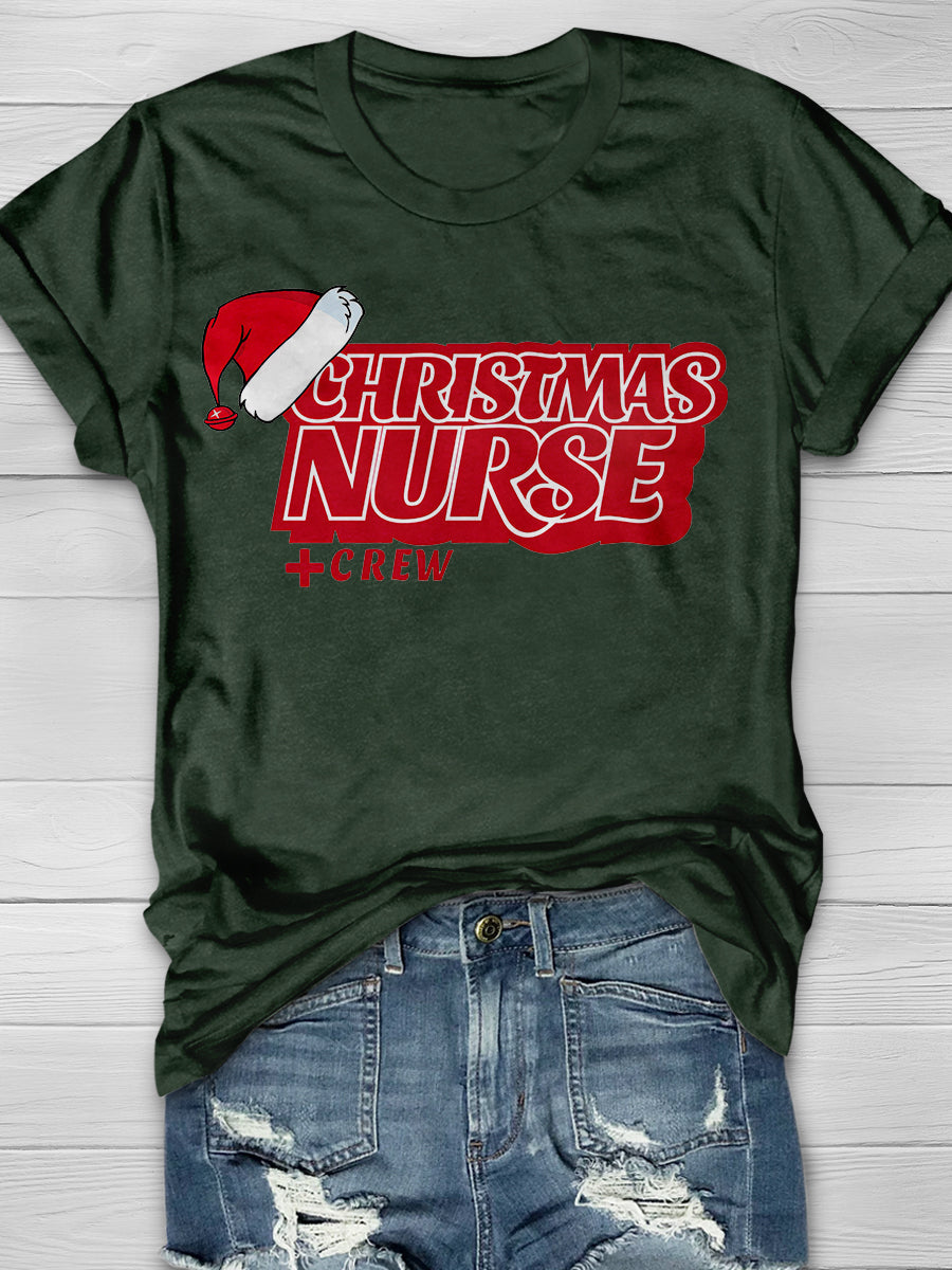 Christmas Nurse Print Short Sleeve T-shirt
