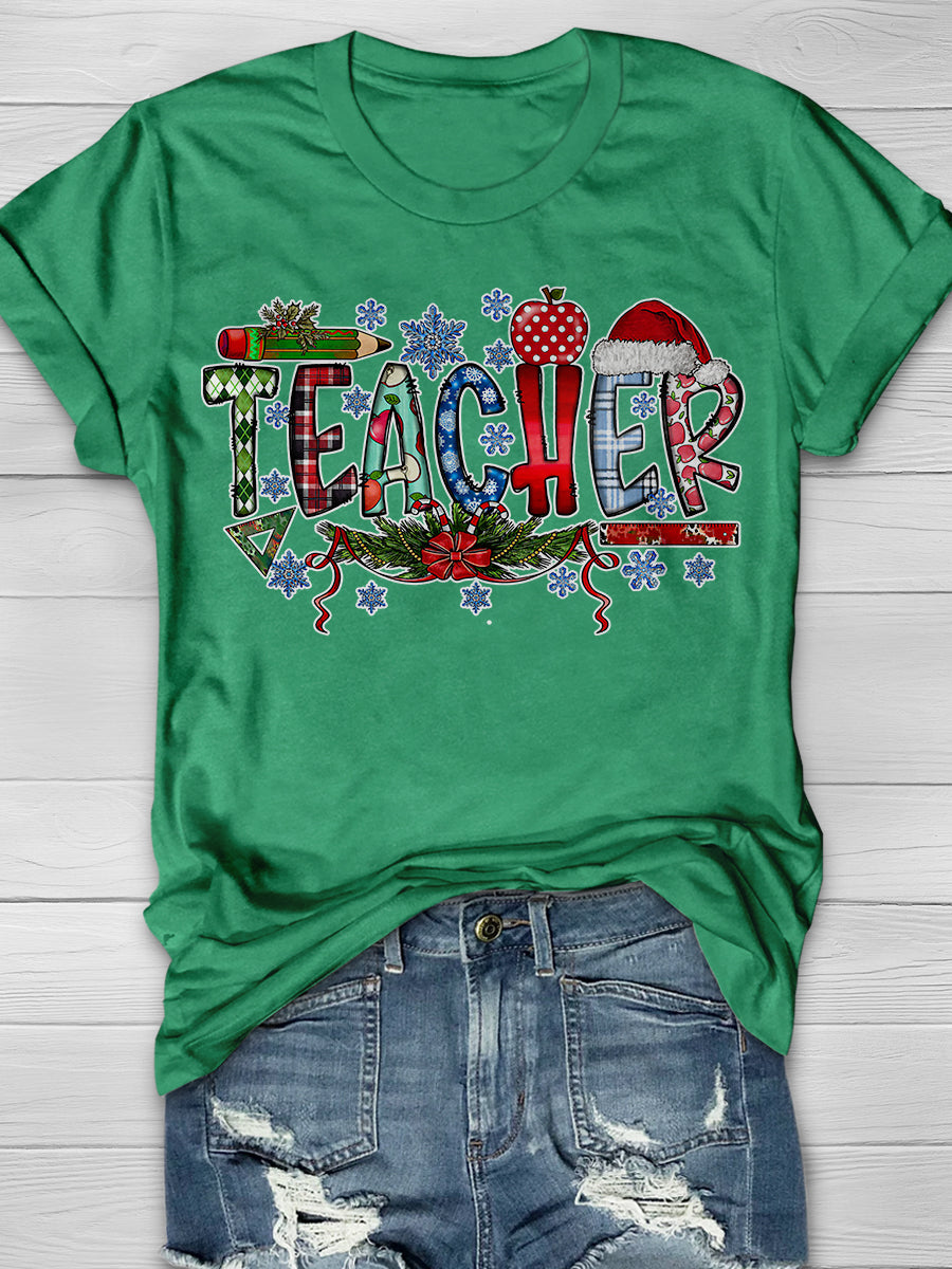 Teacher Christmas Print Graphic T-shirts