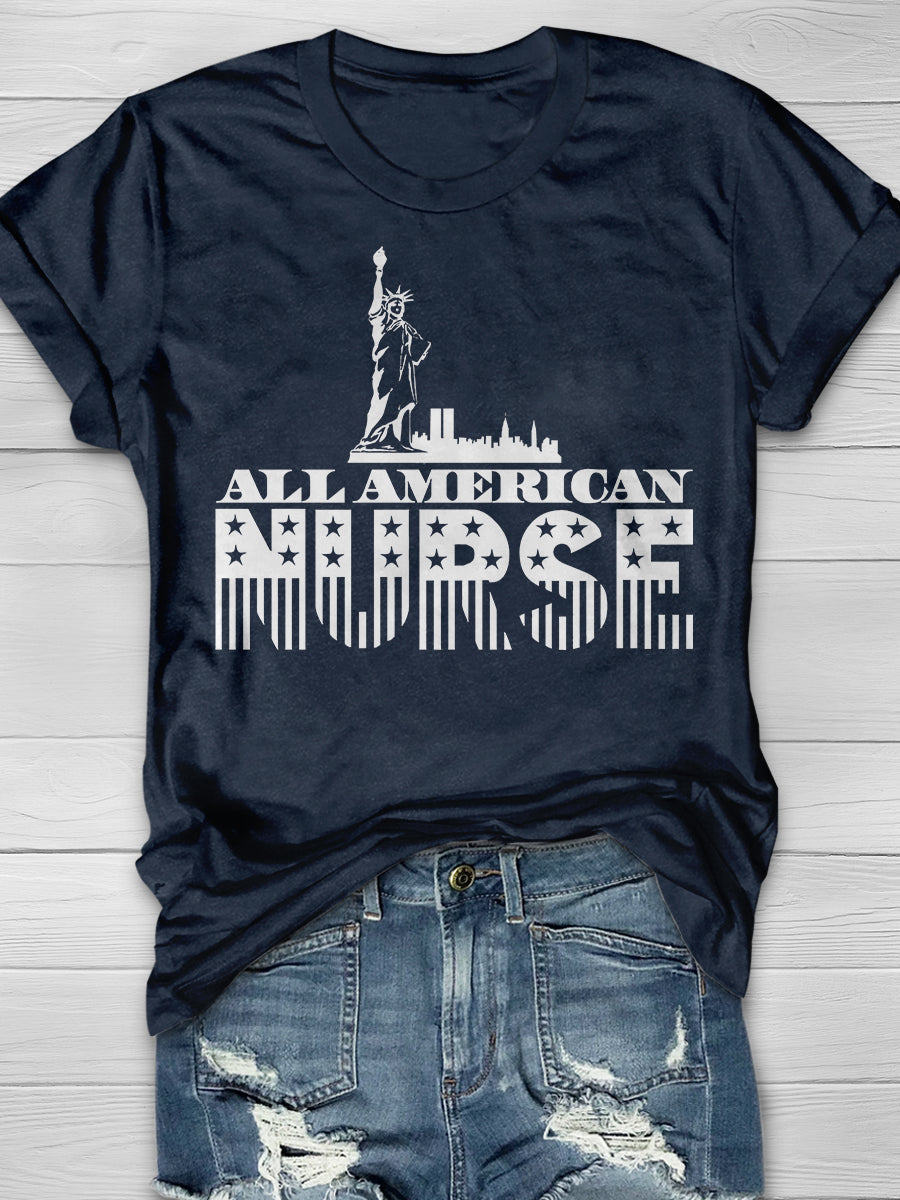 American Nurse Print Short Sleeve T-shirt