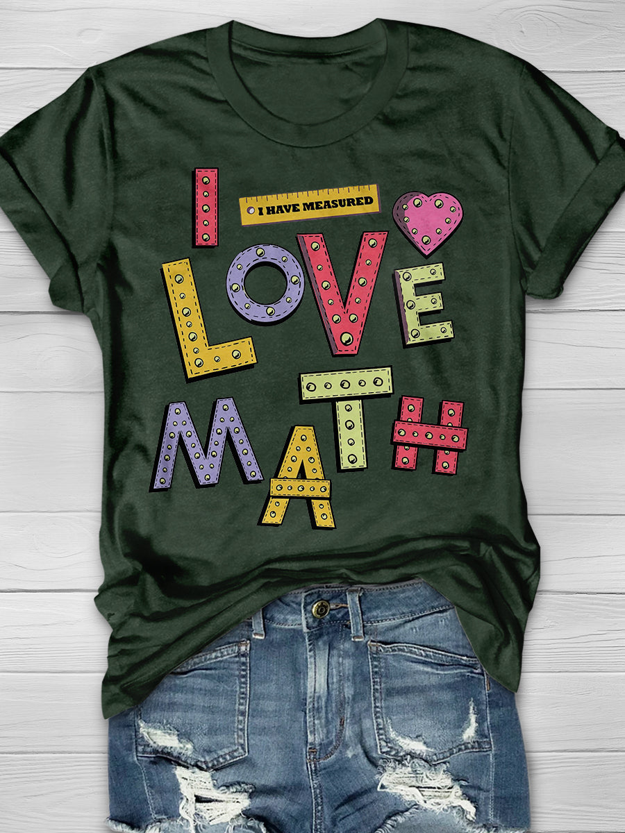 I Love Math Print Graphic T-shirts