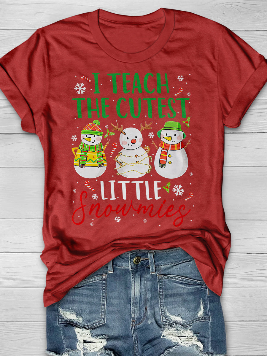 I Teach The Cutest Little Snowmies Print Graphic T-shirts