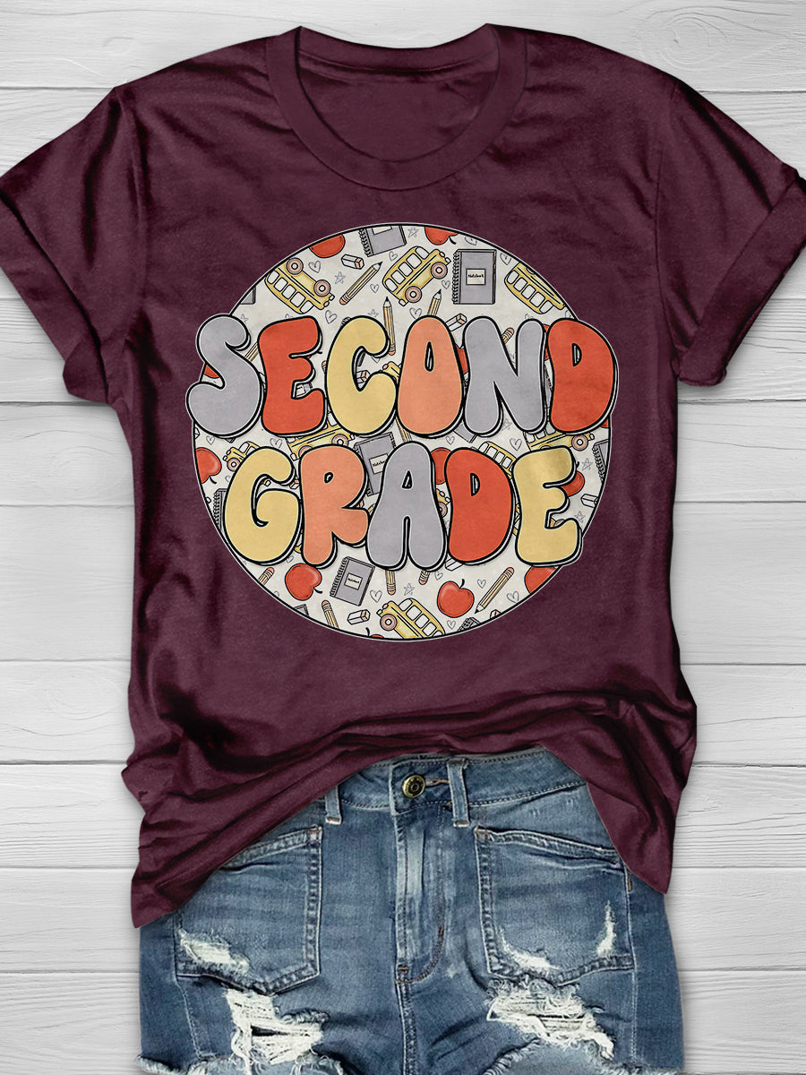Groovy Second Grade Print Graphic T-shirts