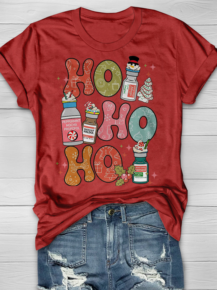 Christmas Nurse Print Short Sleeve T-shirt