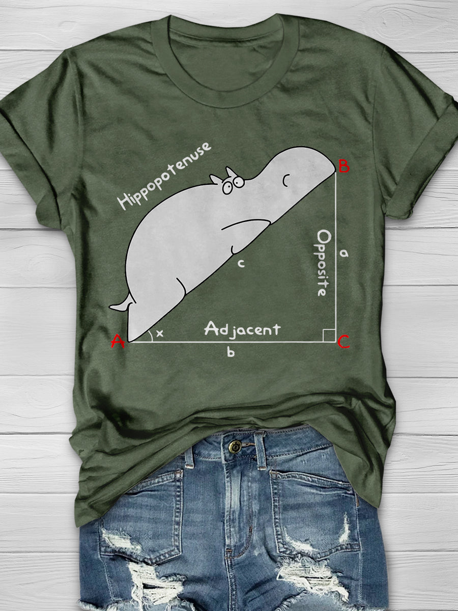 Diagram Hippo Print Graphic T-shirts