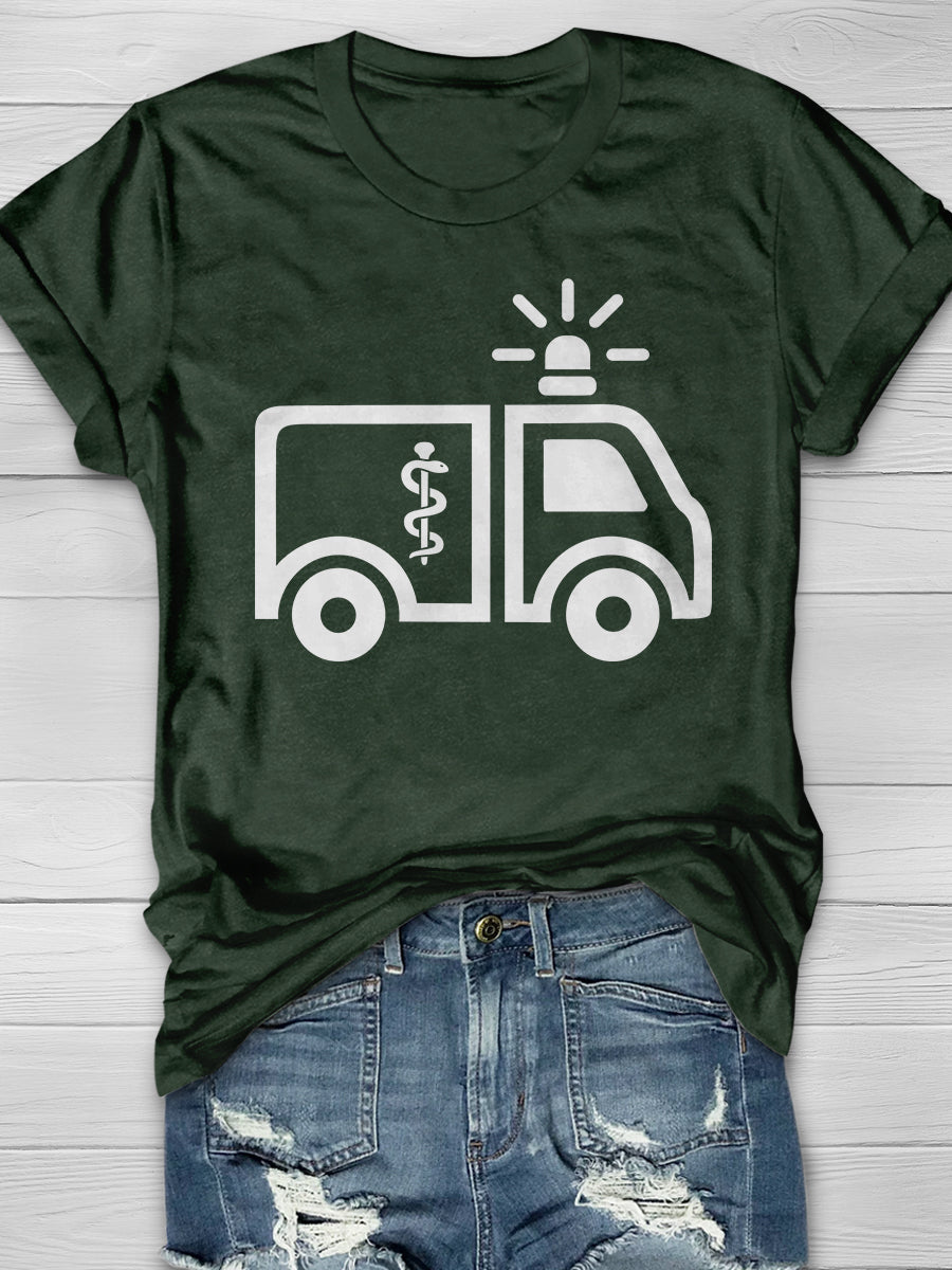 Ambulance Print Short Sleeve T-shirt