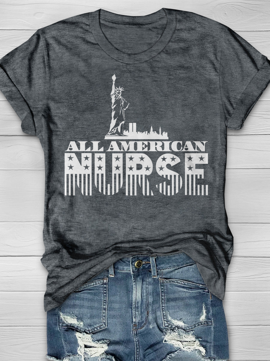American Nurse Print Short Sleeve T-shirt