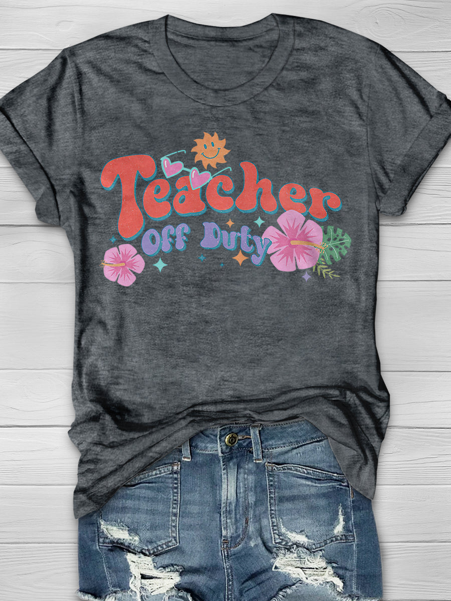 Retro Teacher Off Duty Print Graphic T-shirts