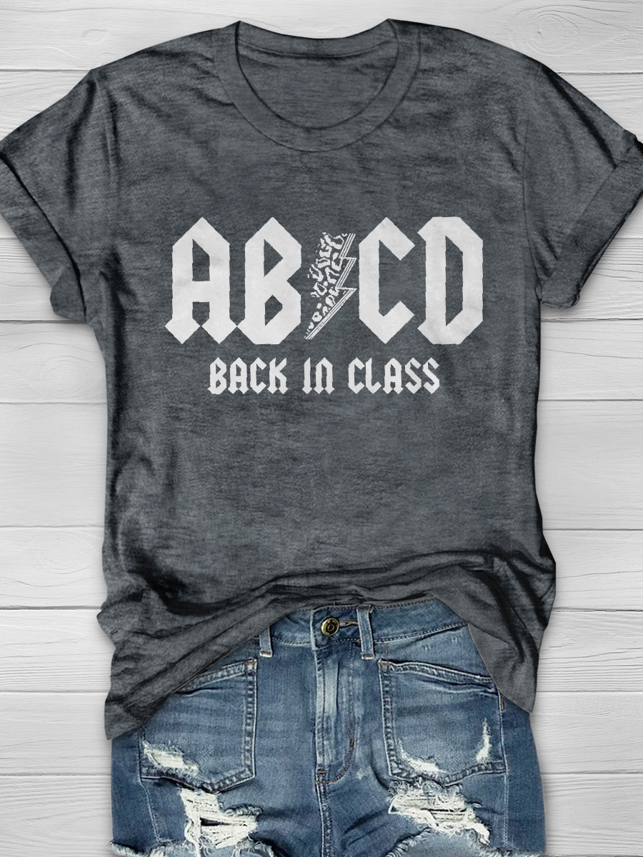 ABCD Back In Class Rock And Roll Music Teacher Print Graphic T-shirts