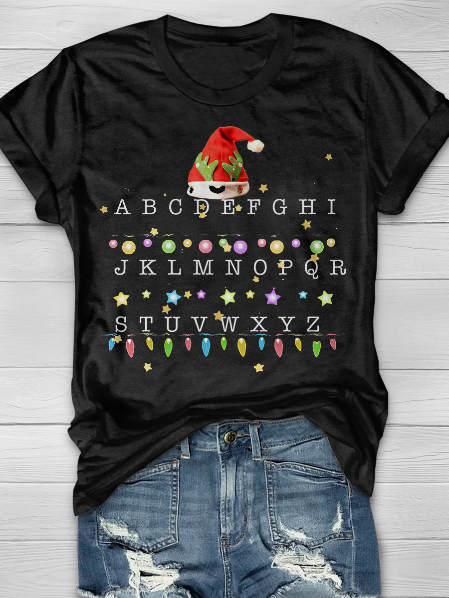 Christmas Alphabet Shirt For Teachers Print Graphic T-shirts
