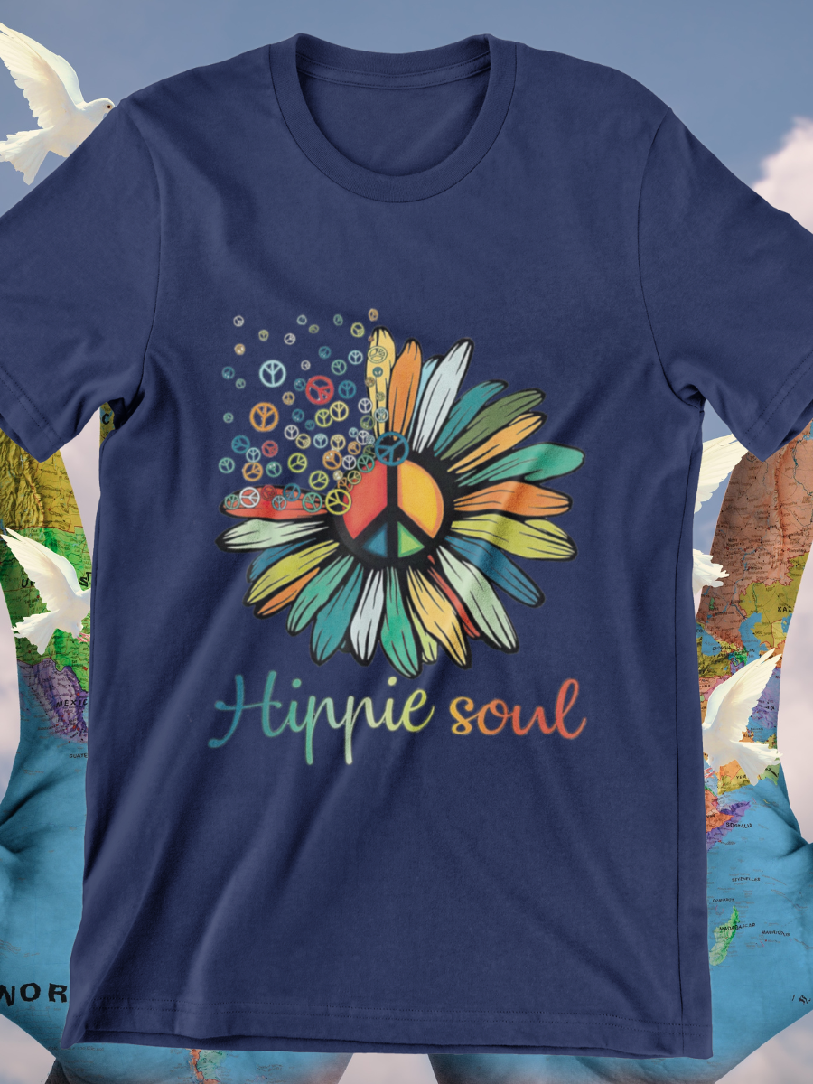 Hippie Soul Peace Sign Sunflower Graphic T-shirts