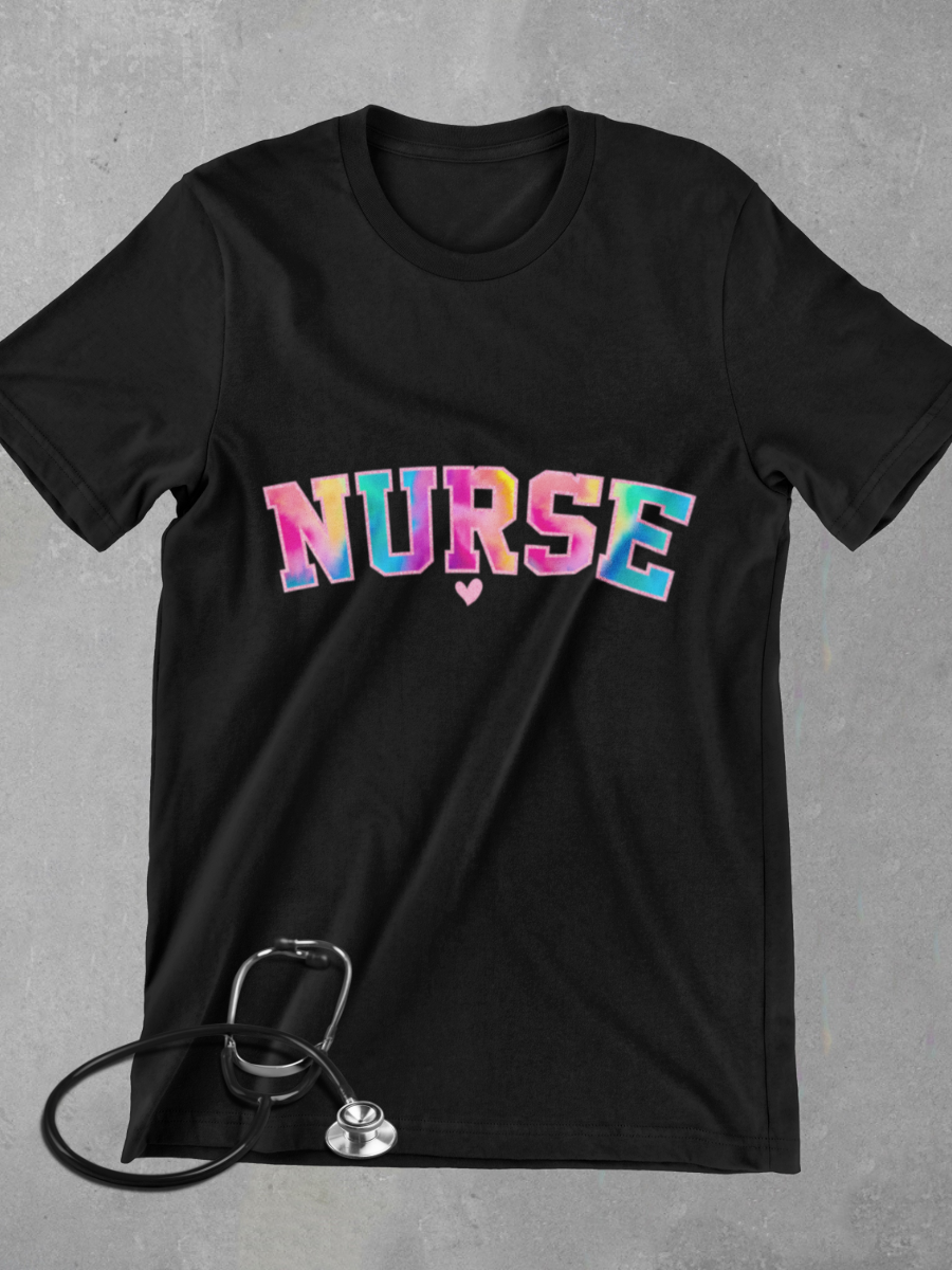 TieDye Pattern Nurse Life Graphic T-shirt