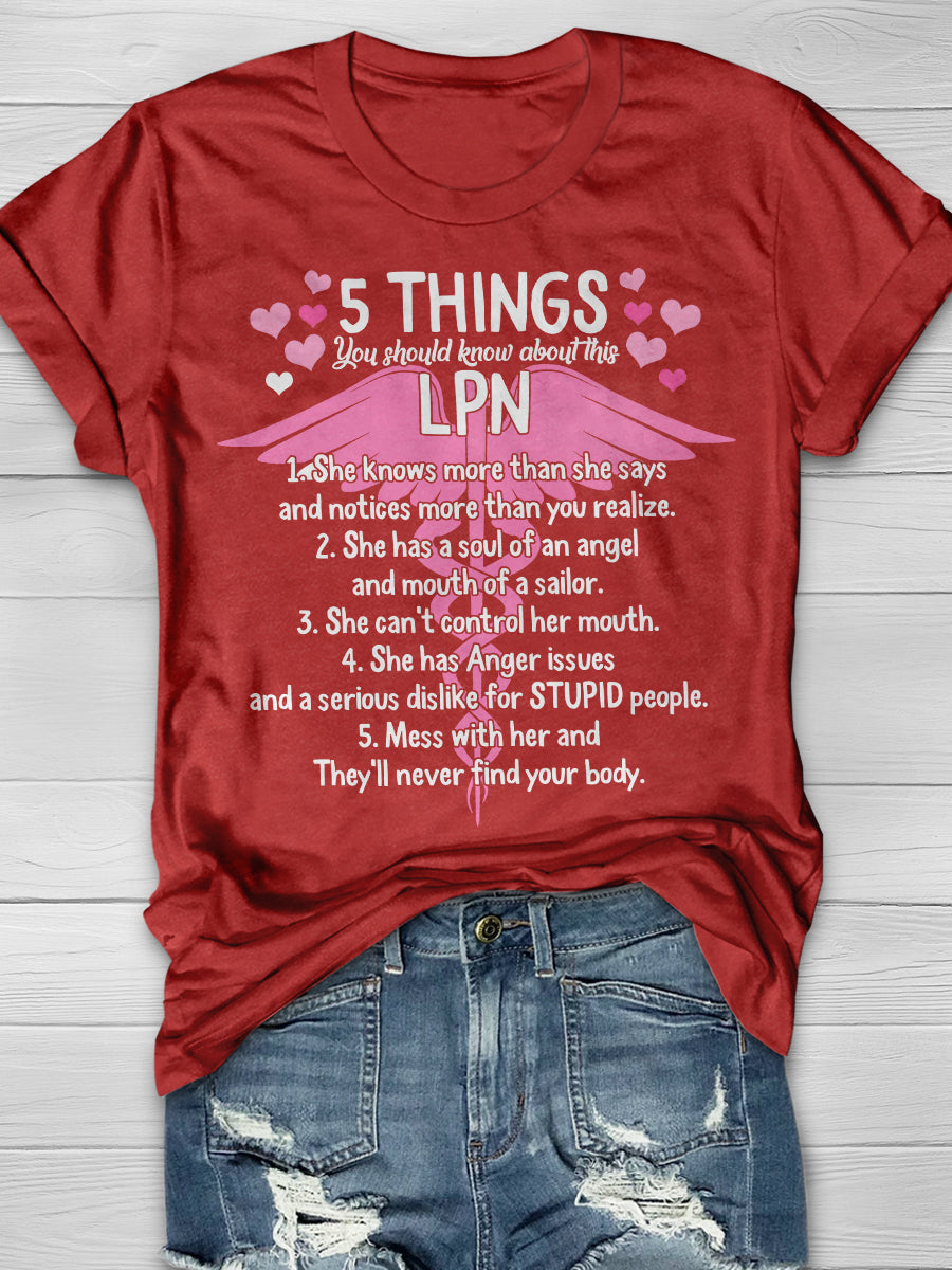 5 Things You Should Know About This LPN Print Short Sleeve T-shirt
