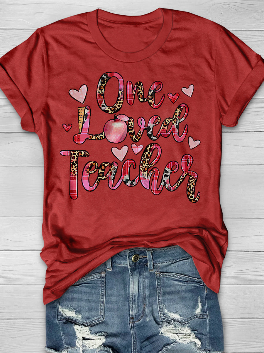 One Loved Teacher Print Graphic T-shirts