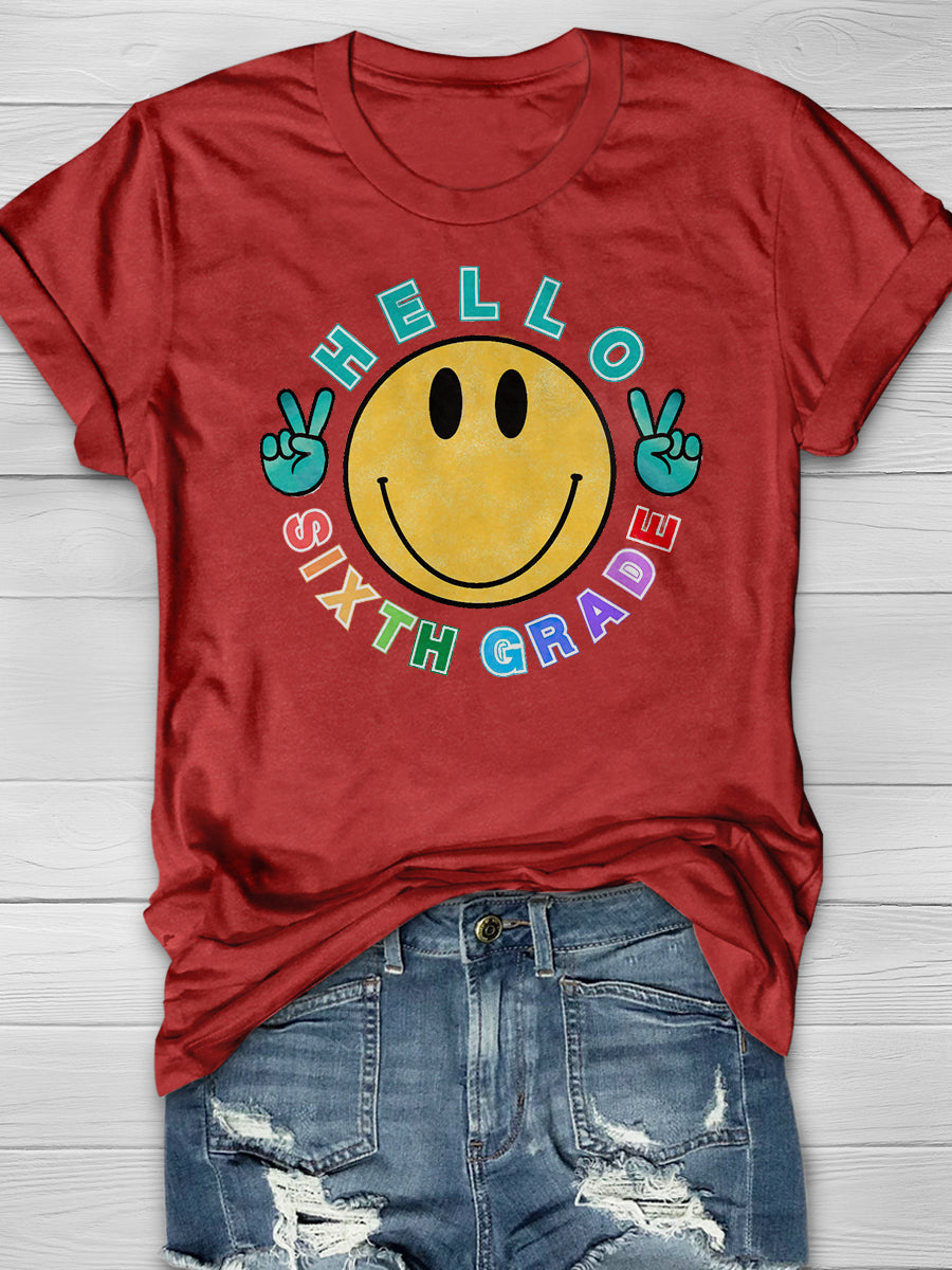 Hello Sixth Grade Print Graphic T-shirts