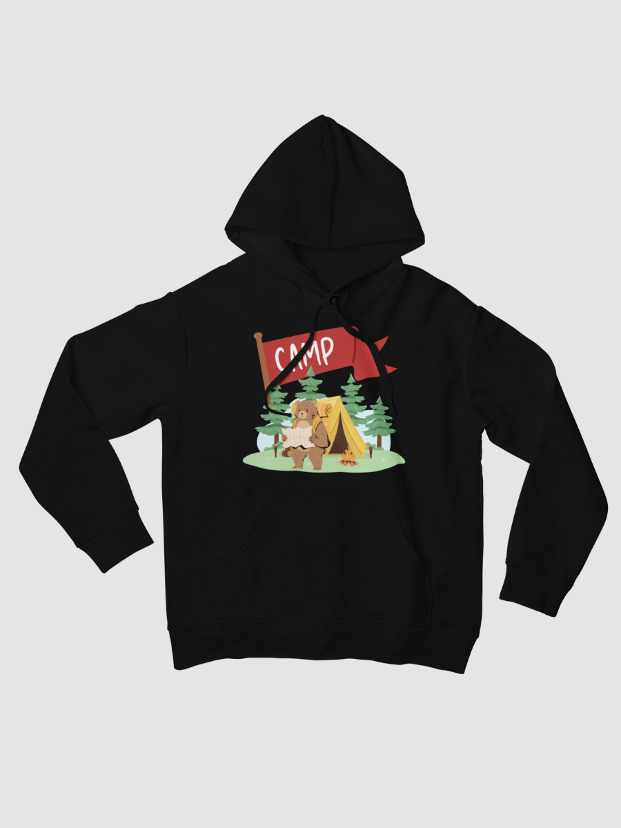 Camping Bear Graphic Pure Cotton Hoodie