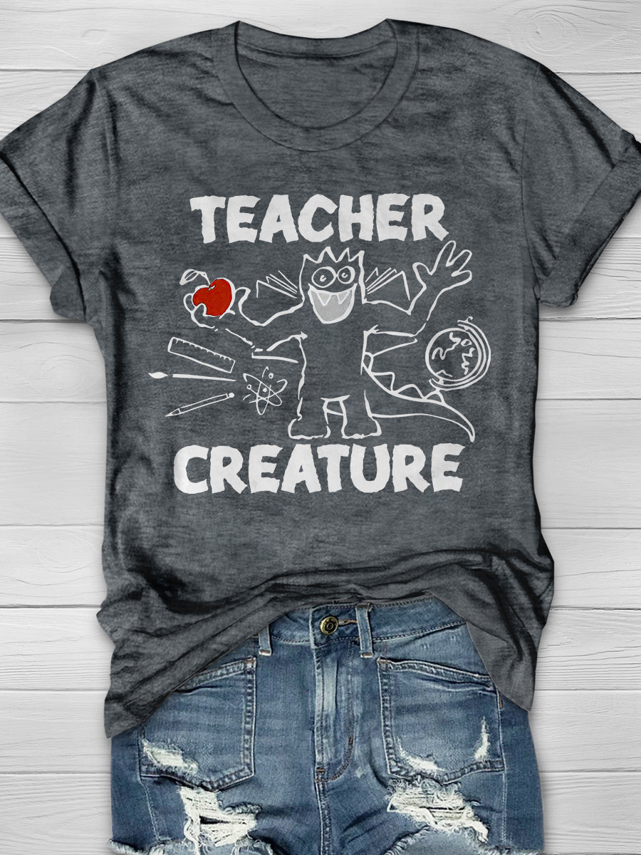 Teacher Creature Print Graphic T-shirts