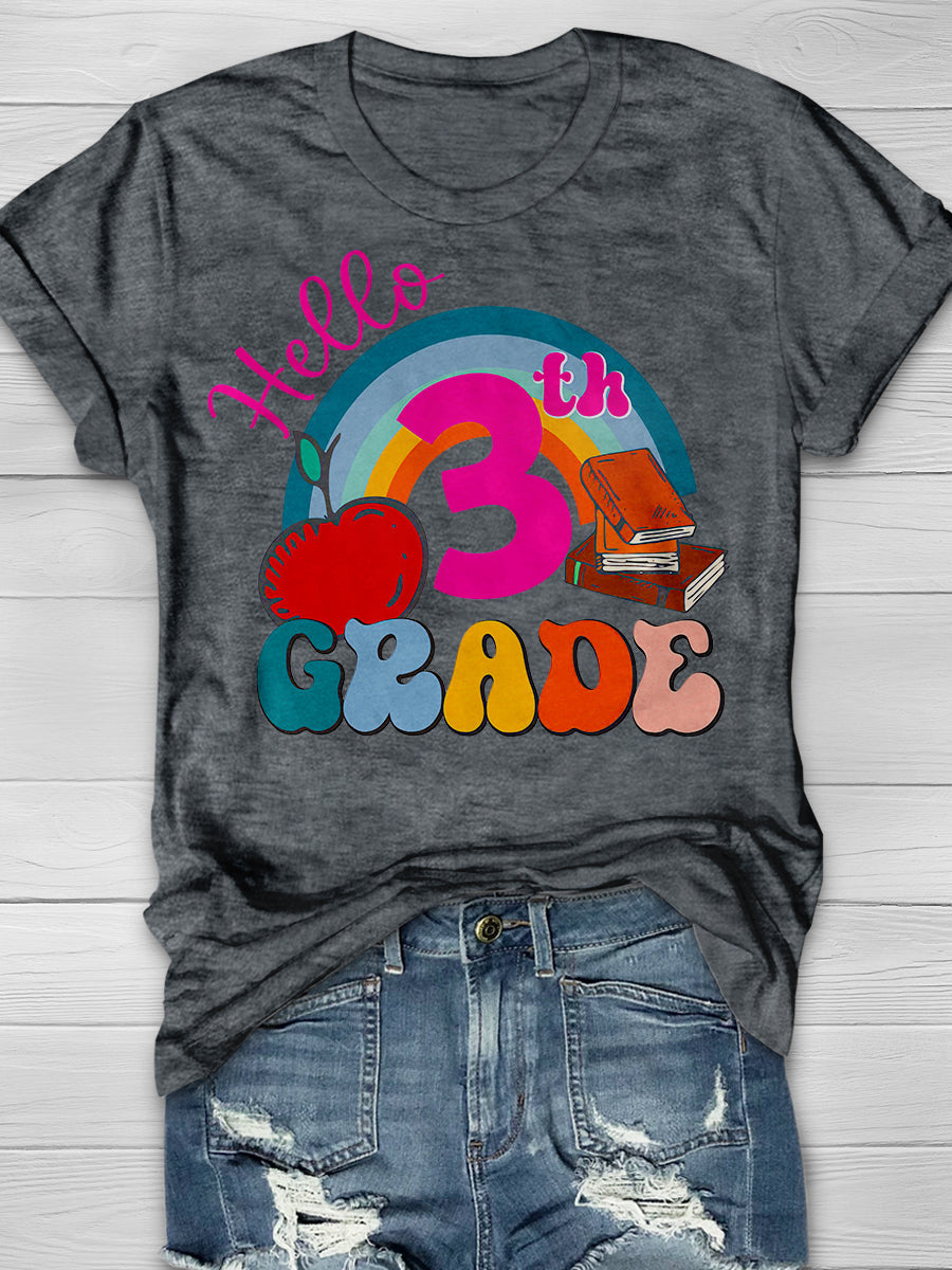 Hello 3rd Grade Print Graphic T-shirts