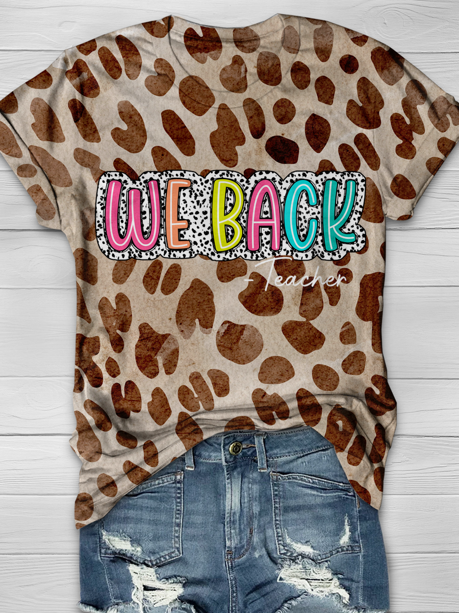 WE BACK Teacher Cheetah Print T-shirts