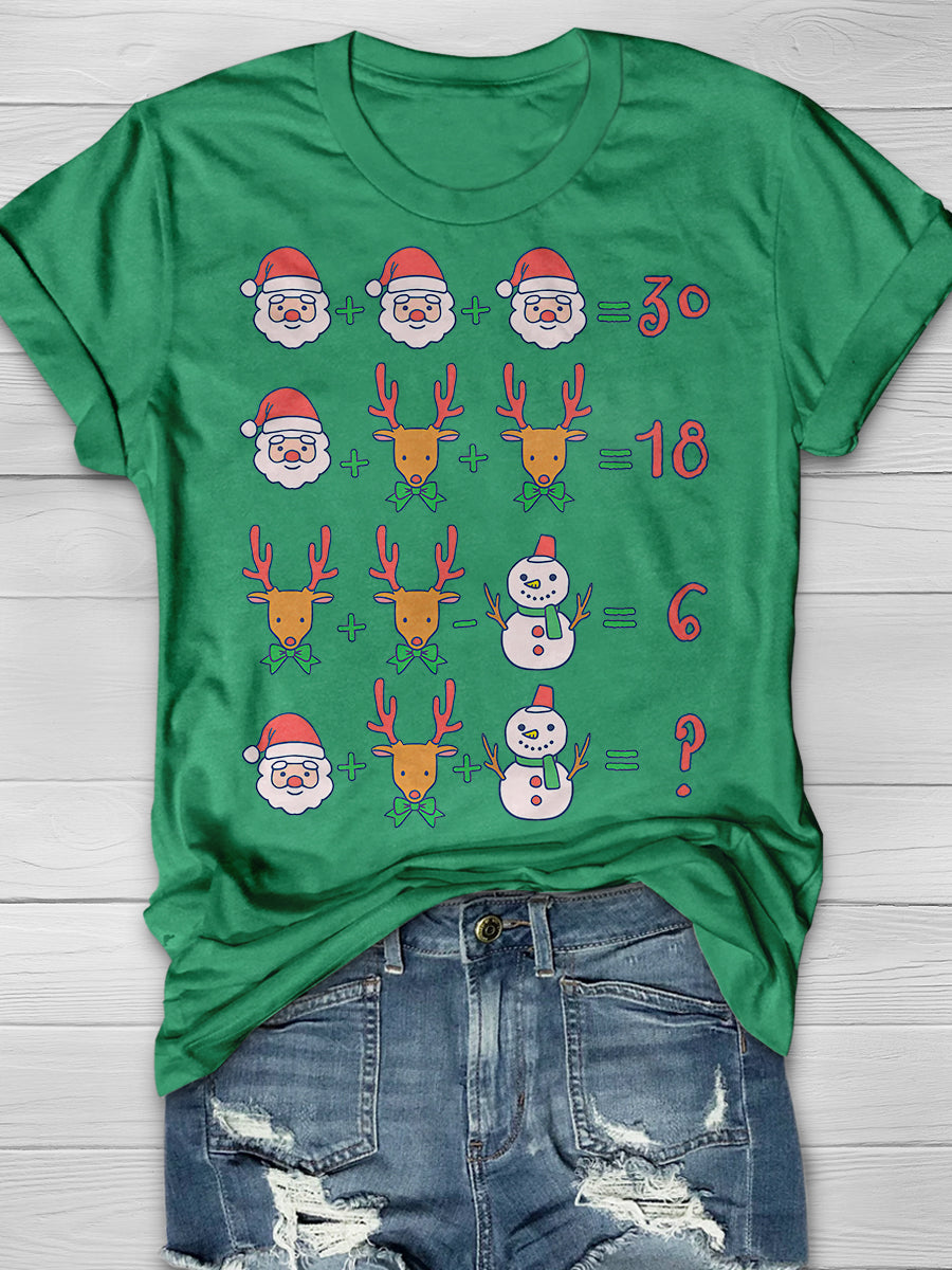 Funny Christmas Math Teacher Print Graphic T-shirts