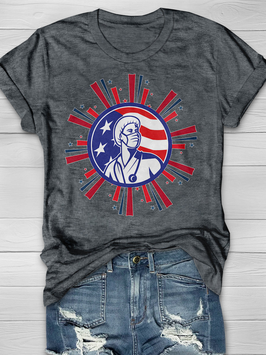 American Nurse Print Short Sleeve T-shirt