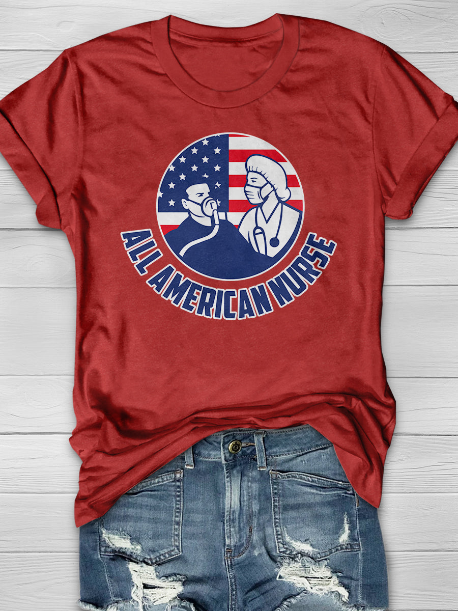 All American Nurse Print Short Sleeve T-shirt