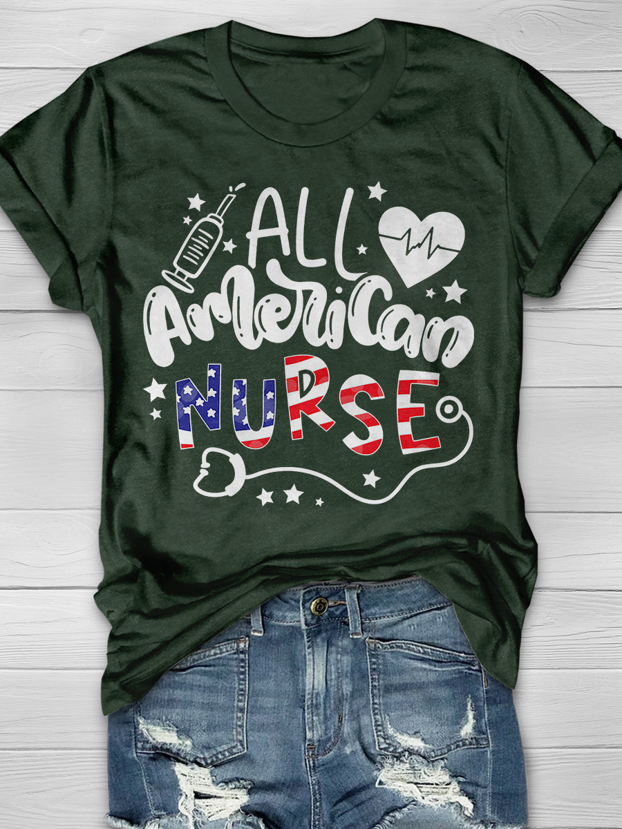 All American Nurse Print Short Sleeve T-shirt