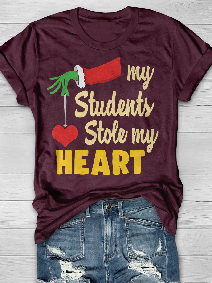 My Students Stole My Heart Print Graphic T-shirts