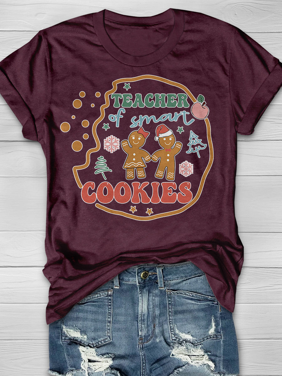 Happy Christmas Day Teacher Of Smart Cookies Print Graphic T-shirts
