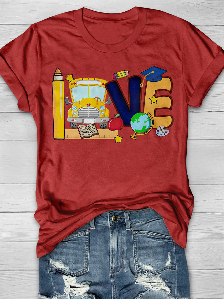 Love Back To School Print Graphic T-shirts