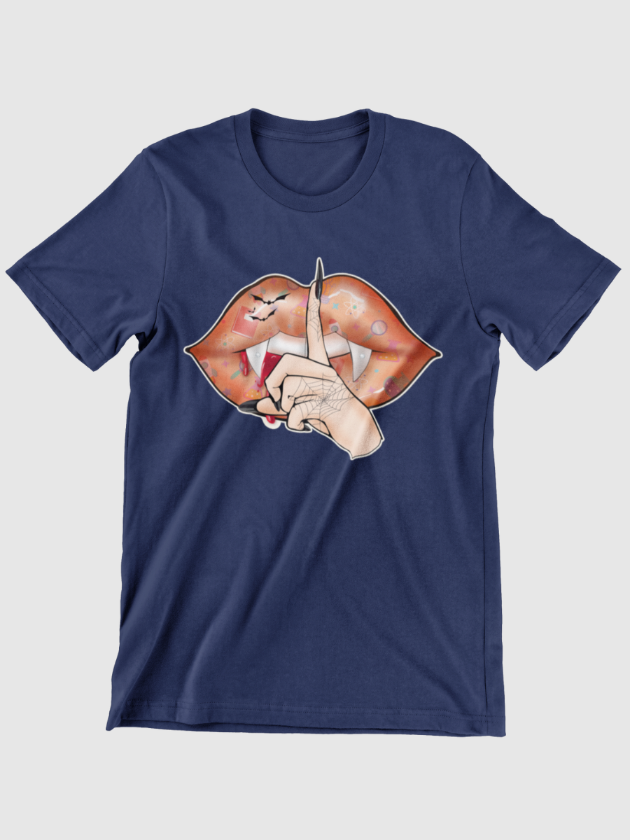 Halloween Vampire Mouth Shh Graphic T-shirt