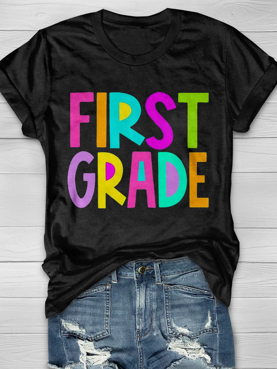 First Grade Print Short Sleeve T-shirt
